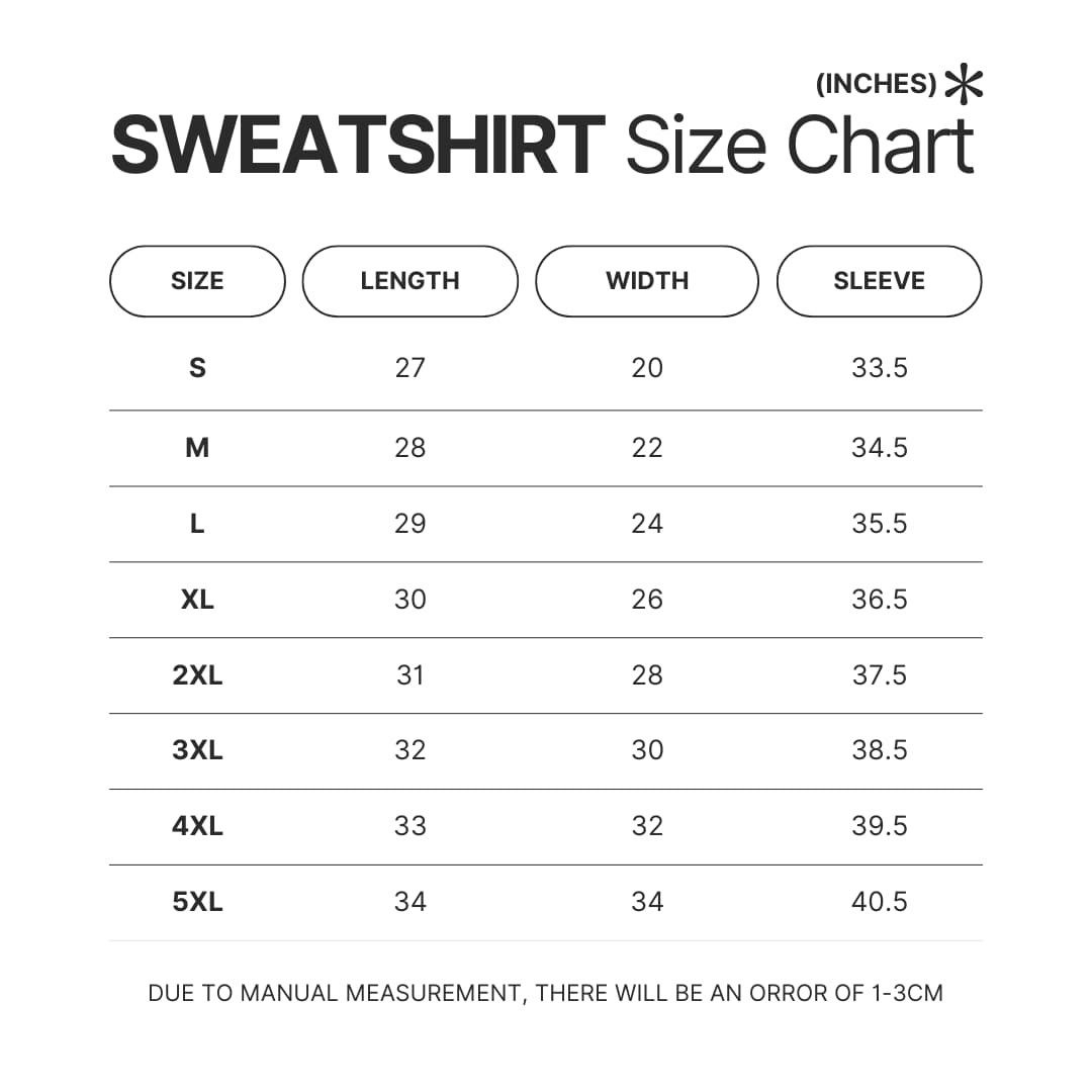 Sweatshirt Size Chart - Hozier Store