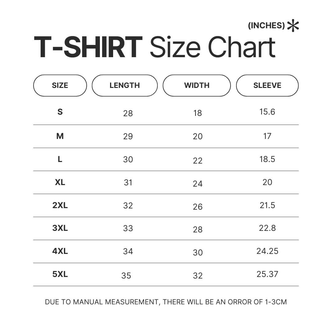 T shirt Size Chart - Hozier Store