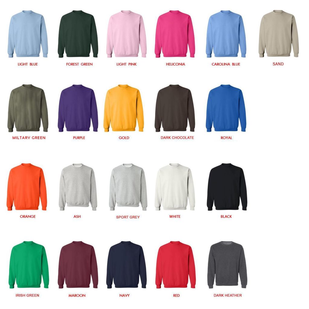 sweatshirt color chart - Hozier Store